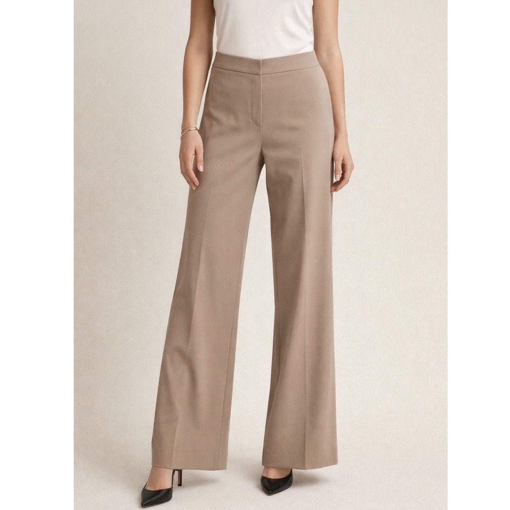 St.‎ John Tan Khaki Wide Leg Trousers High Waist Professional Dress Pants y2